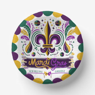 Bols En Carton Nouvelle-Orléans Mardi Gras jaune violet vert