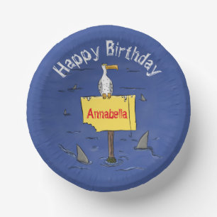 Bols En Carton Oiseau de mer amusant entouré de dessins animés de