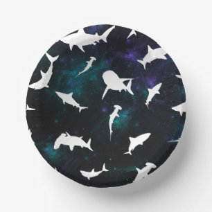Bols En Carton Ombre blanche de requin sur la galaxie noire Espac