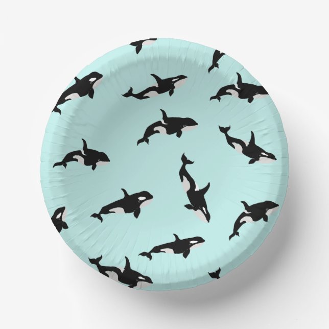 Bols En Carton Orca Baleine Illustration Motif Mer Bébé Bleu (Recto)
