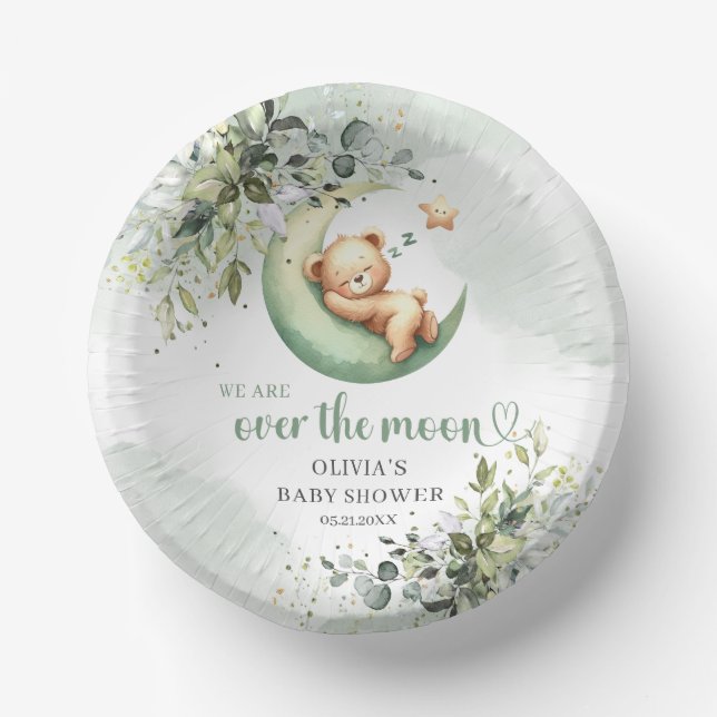 Bols En Carton Ours en peluche d'aquarelle eucalyptus au-dessus d (Recto)