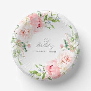 Bols En Carton Papier personnalisé Fleur de pivoine rose pour fêt