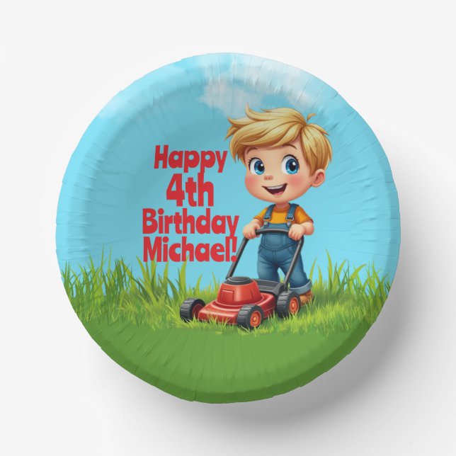 Bols En Carton Pelouse Mower Anniversaire Plaques de papier Bowl (Recto)
