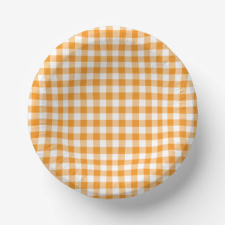 Bols En Carton Petit Gingham Orange et Blanc