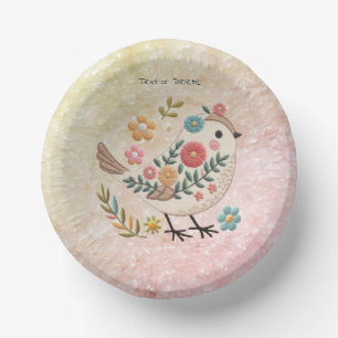 Bols En Carton Petit Oiseau Feuille Fleurs Pink Paper Bowl