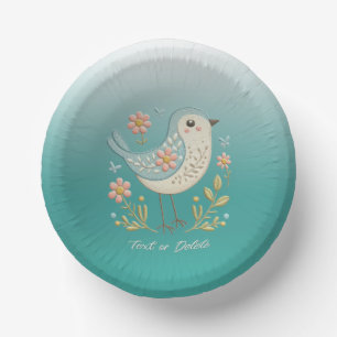 Bols En Carton Petite broderie florale d'oiseaux Livre vert Bowl