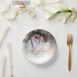 Bols En Carton Photo Overlay M. Mme Noms de script Date Mariage