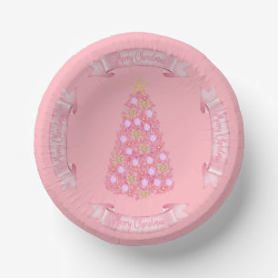 Bols En Carton Pink Christmas Tree Paper Bowl