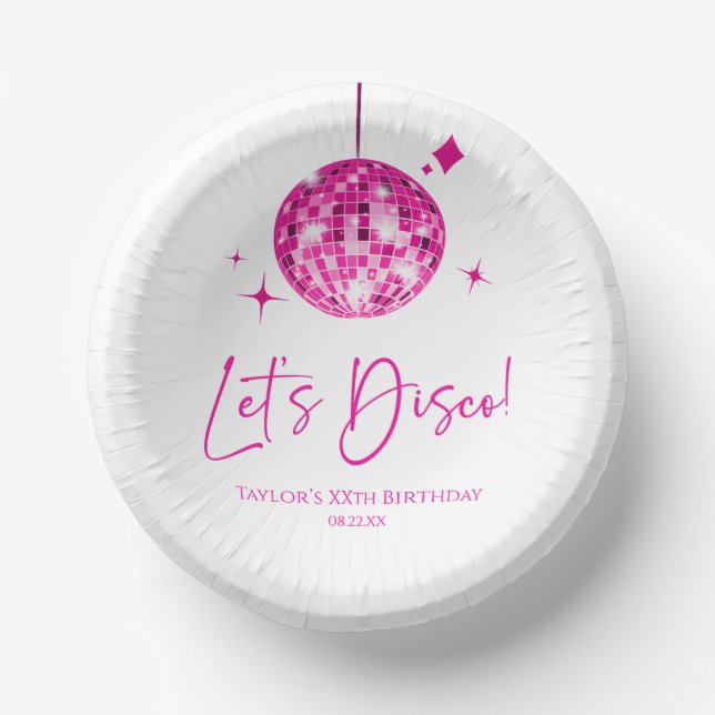 Bols En Carton Pink Disco Ball Let's Disco Anniversaire (Recto)