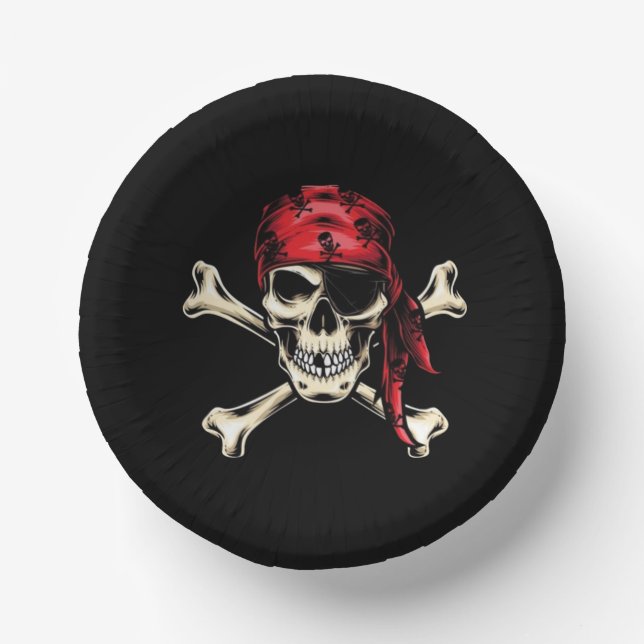 Bols En Carton Pirate de crâne salé Fête à thème (Recto)