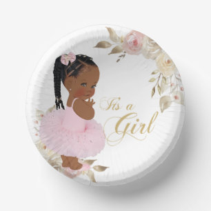 Bols En Carton Plaque de papier Baby shower Princess Africaine