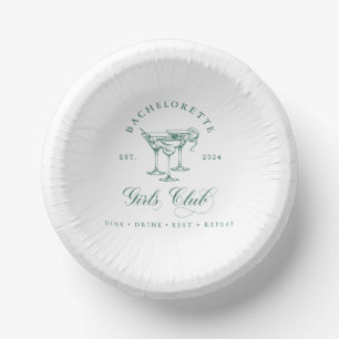 Bols En Carton Plaque de papier rond Bachelorette Girl's Club