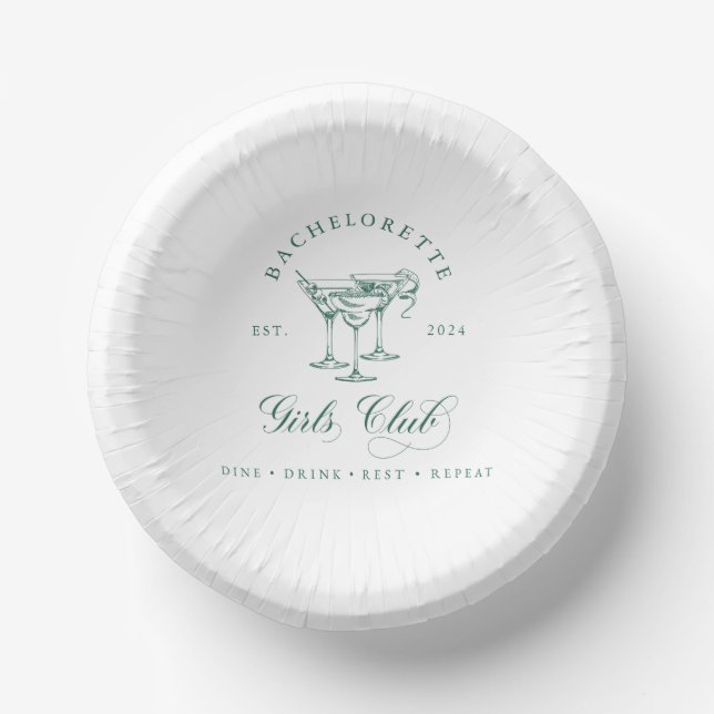Bols En Carton Plaque de papier rond Bachelorette Girl's Club (Recto)