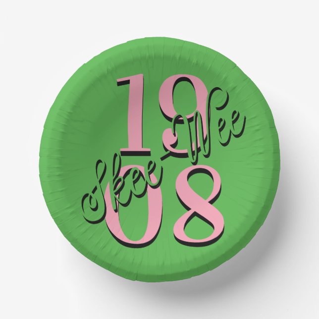 Bols En Carton Plaques de fête rose et verte (Recto)