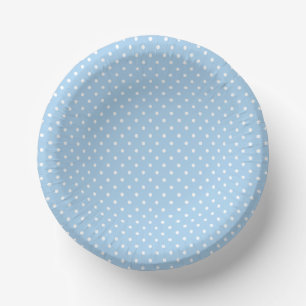 Bols En Carton Pointillisme Classique Blanc - Bleu Bébé