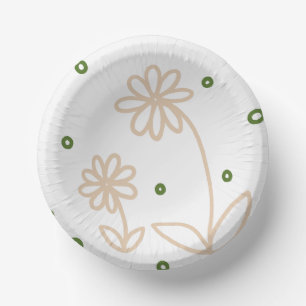 Bols En Carton Pois et marguerites 2 - Blanc, Sable et Palm Green