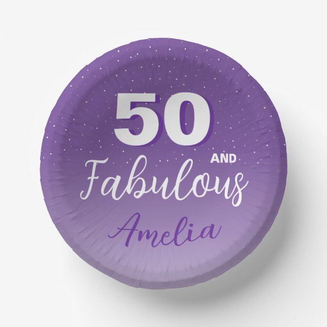 Bols En Carton Purple 50 et Fabulous 50th Birthday Party (Recto)