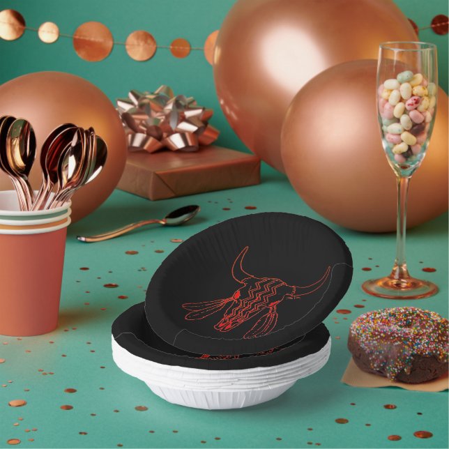 Bols En Carton Red Ghost Dance Buffalo ligne bowls en papier noir (Multi)