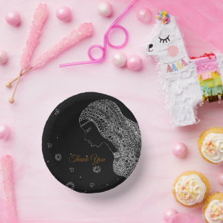 Bols En Carton Remerciement Élégant pour Baby Shower Noir & Blanc