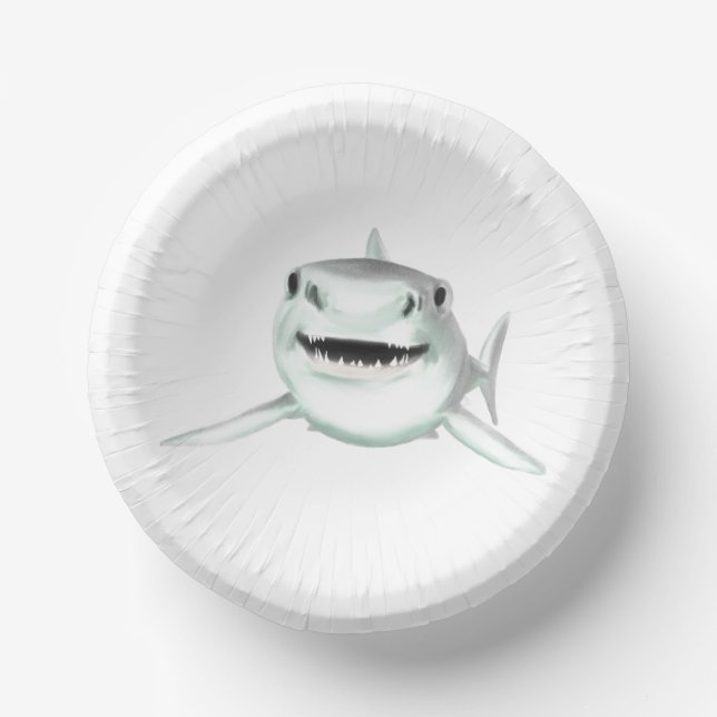 Bols En Carton requin d'aquarelle souriant gris vert vert animal  (Recto)