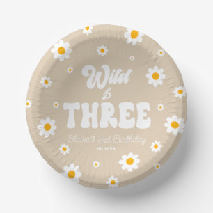 Bols En Carton Retro Daisy Flower Wild & Trois 3e fête d'annivers