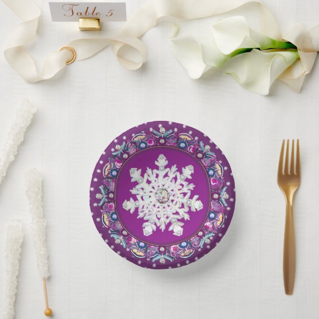 Bols En Carton Rosace rouge cardinale et flocon de neige (Mariage)