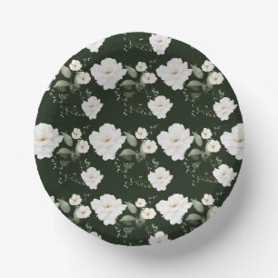 Bols En Carton Rose blanche sur fond noir Floral