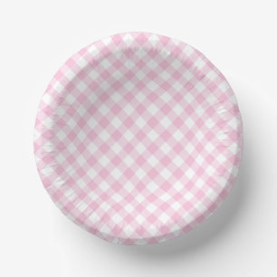 Bols En Carton Rose Pâle Gingham Rétro