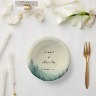Bols En Carton Russe aquarelle pin arbres forêt papier mariage