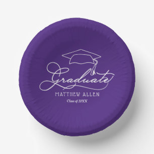 Bols En Carton Script et Casquette diplômé sur violet