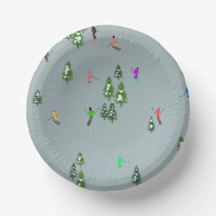 Bols En Carton Ski d'ouverture Noël Ski de vacances Skieurs Bleu
