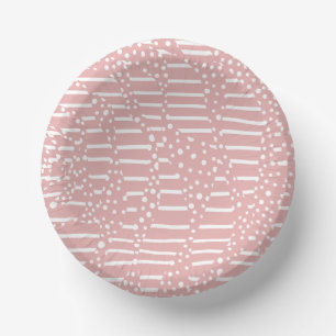 Bols En Carton Spots et bandes 2 - Rose et blanc