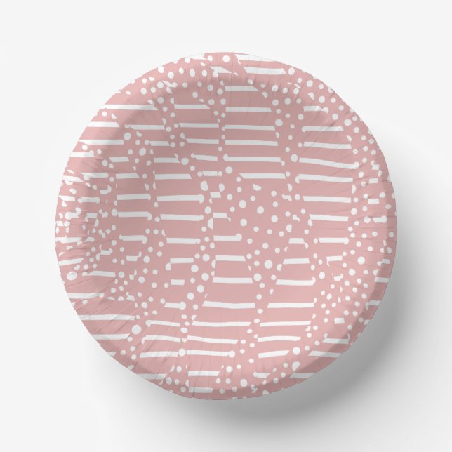 Bols En Carton Spots et bandes 2 - Rose et blanc (Recto)
