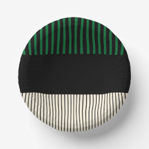 Bols En Carton Stripes couleur - Vert, Crème et Noir