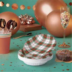 Bols En Carton Stuart / Stewart tartan blanc rouge vert plaid