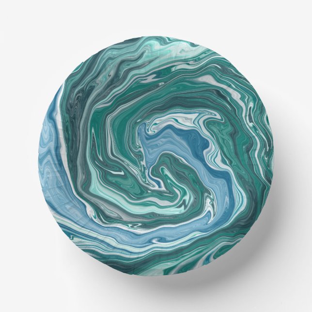 Bols En Carton Tourbillon Turquoise et Blue Ocean Wave (Recto)