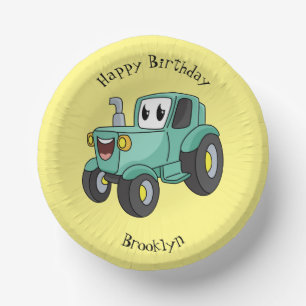 Bols En Carton Tracteur vert heureux de dessin animé mignon