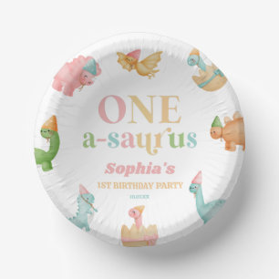 Bols En Carton Un A-Saurus Dinosaur 1ère fête d'anniversaire