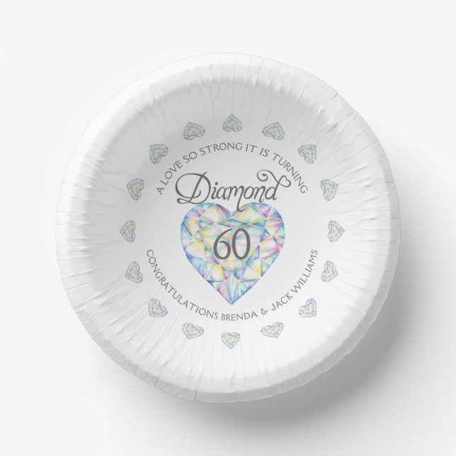 Bols En Carton Un amour si fort mariage diamant 60ème fête (Recto)