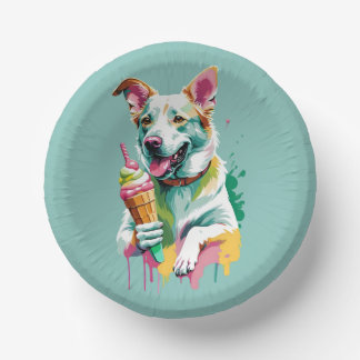 Bols En Carton Un chien heureux mangeant une glace