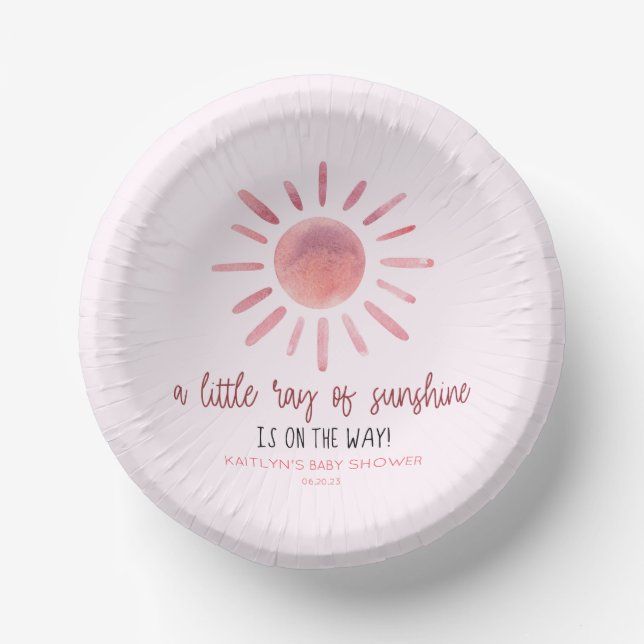Bols En Carton Un Petit Rayon De Soleil Baby shower Rose (Recto)