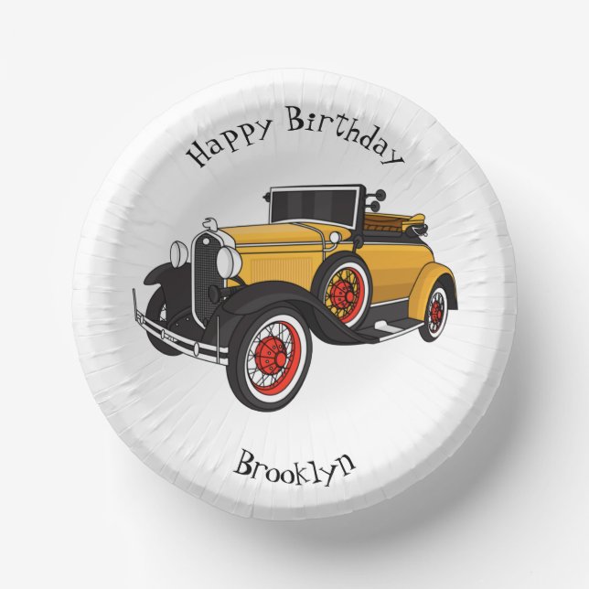 Bols En Carton Voiture jaune classique 1931 (Recto)