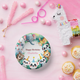 Bols En Carton Wild One mignonne Jungle Animaux Enfants Anniversa