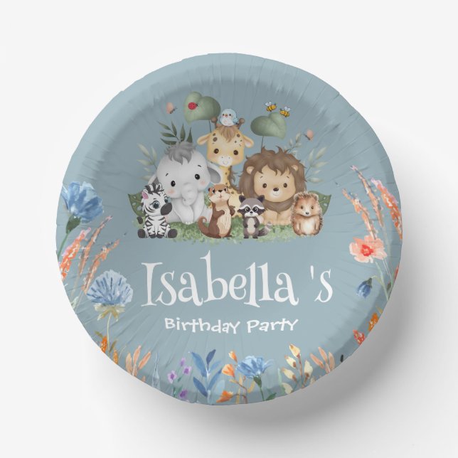 Bols En Carton Wild one safari jungle animale Floral Anniversaire (Recto)