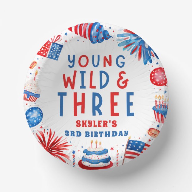 Bols En Carton Young Wild et Three 4 juillet 3e anniversaire (Recto)