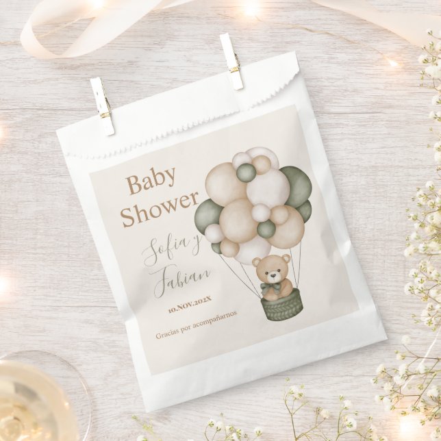 Bolsa De Papel Teddy Bear Spanish Baby Shower Boy Favour Bag (Clipped)