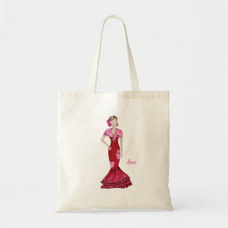Bolso De Tela Camiseta Flamenca con traje rojo y m Tote Bag