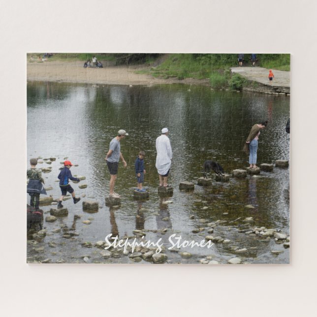 Bolton Abbey Stepping Stones Yorkshire Dales Scene Jigsaw Puzzle (Horizontal)