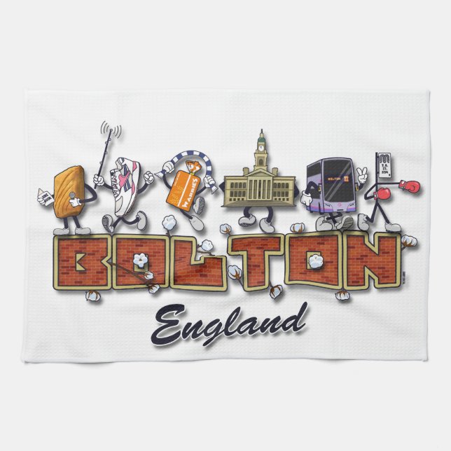 Bolton cartoon characters kitchen towel (Horizontal)