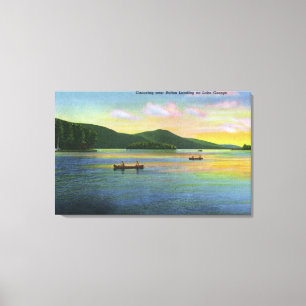 Bolton Landing View of Couples Canoeing Canvas Print